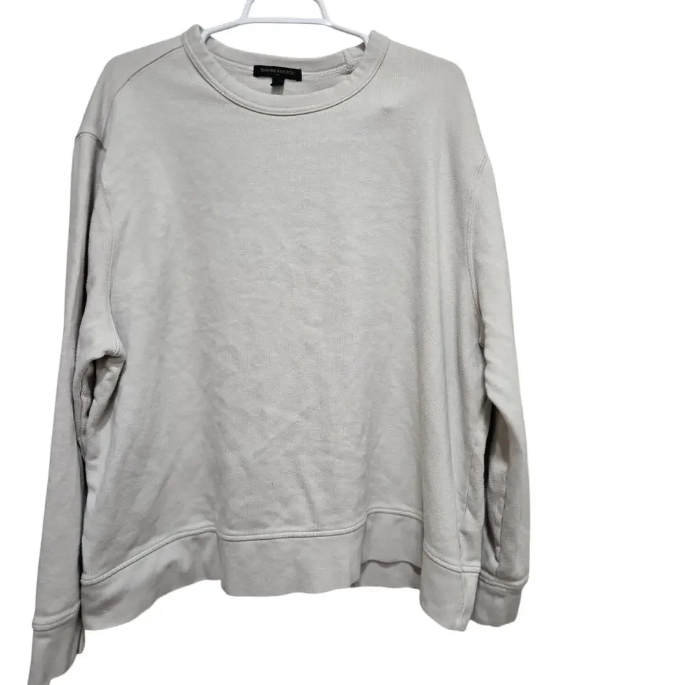 Banana Republic Heavyweight LS Crewneck Sweatshirt XXL Selenite Beige